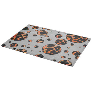 Kuh Schwarz und Orange Polka Dot Print Schneidebrett