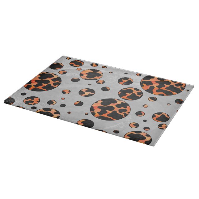 Kuh Schwarz und Orange Polka Dot Print Schneidebrett (Ecke)