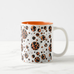Kuh Schwarz und Orange Polka Dot Print Zweifarbige Tasse