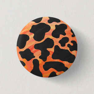 Kuh Schwarz und Orange Print Button