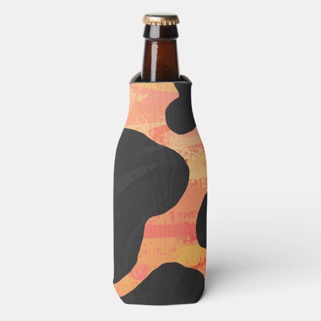 Kuh Schwarz und Orange Print Flaschenkühler (Flaschenvorderseite)