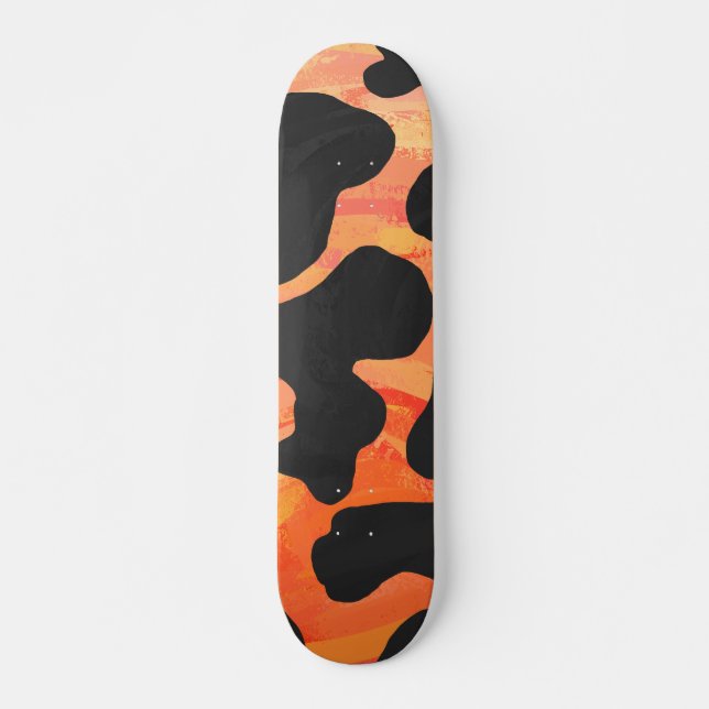 Kuh Schwarz und Orange Print Skateboard (Vorne)