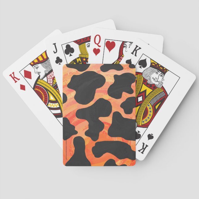 Kuh Schwarz und Orange Print Spielkarten (Rückseite)