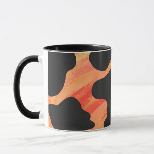 Kuh Schwarz und Orange Print Tasse