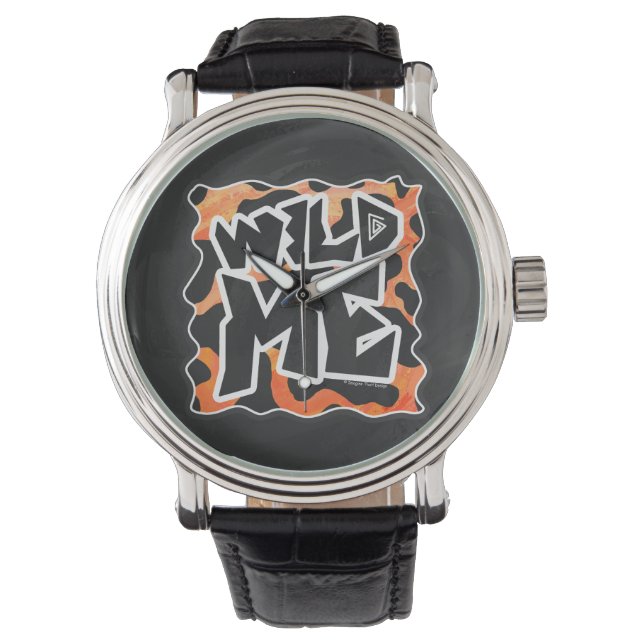 Kuh Schwarz und Orange Wild Me Armbanduhr (Vorderseite)