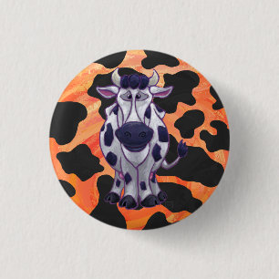 Kuh Schwarz und Orange Wild Me Button