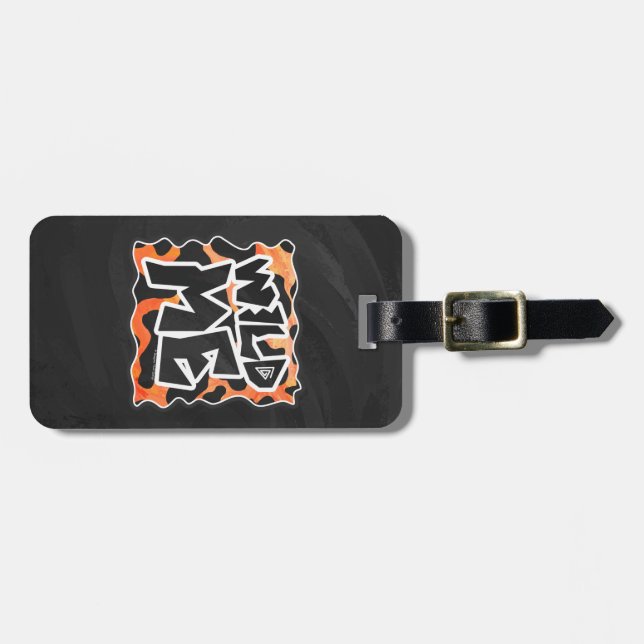 Kuh Schwarz und Orange Wild Me Gepäckanhänger (Vorderseite horizontal)