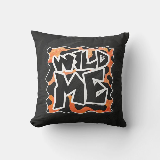 Kuh Schwarz und Orange Wild Me Kissen (Vorderseite)