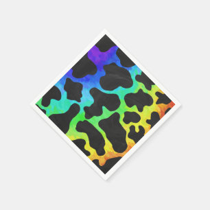 Kuh Schwarz und Regenbogen Serviette