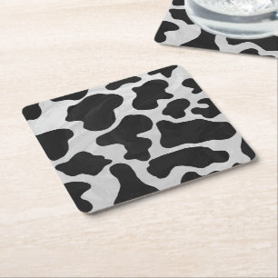 Kuh Schwarz-Weiß-Druck Rechteckiger Pappuntersetzer