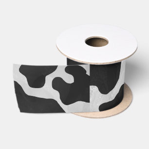 Kuh Schwarz-Weiß-Druck Satinband