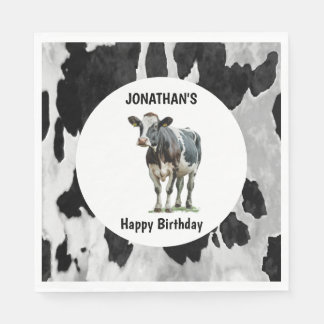 Kuh schwarz-weiß serviette