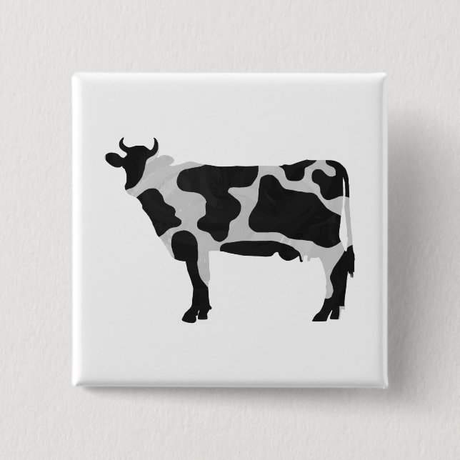 Kuh Schwarz-Weiß-Silhouette Button (Vorderseite)