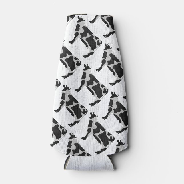 Kuh Schwarz-Weiß-Silhouette Flaschenkühler (Vorderseite)