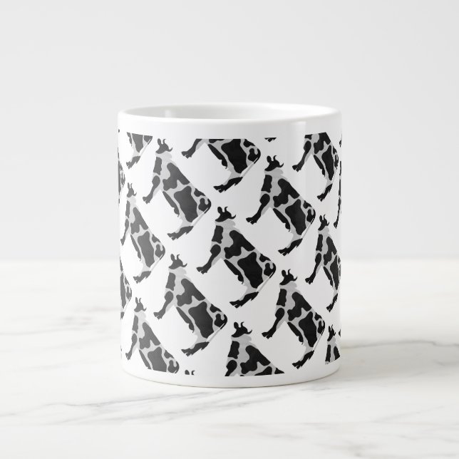 Kuh Schwarz-Weiß-Silhouette Jumbo-Tasse (Vorderseite)