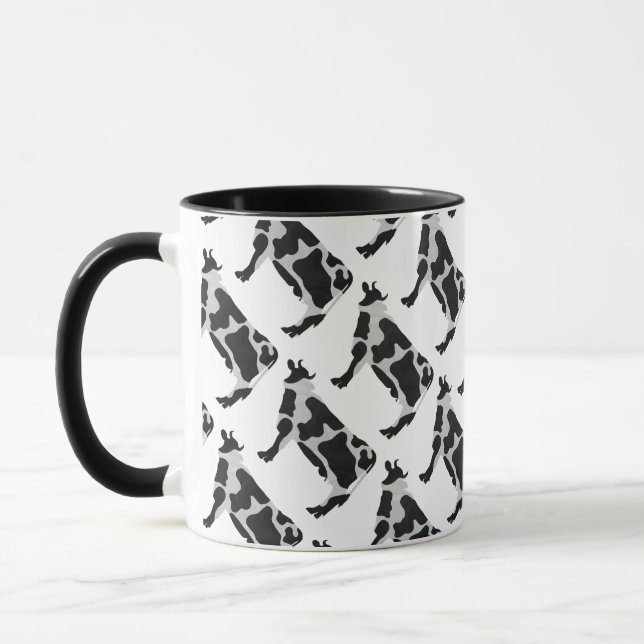 Kuh Schwarz-Weiß-Silhouette Tasse (Links)
