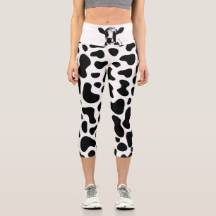 Kuh Schwarz-weiße Punkte Capri Leggings