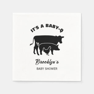 Kuh Schwein Huhn BabyQ BBQ Baby Shower Schwarz Wei Serviette