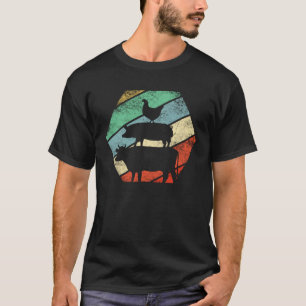 Kuh Schwein Huhn Vintage-Tier Retro-Tiere T-Shirt