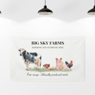Kuh Schweinefleisch Zuchtbetrieb Aquarell Banner