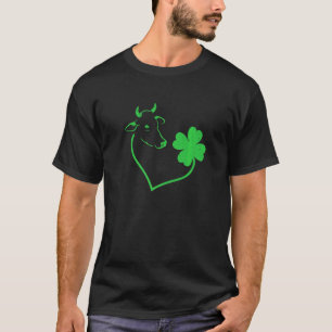Kuh Shamrock Herz C Blatt St Patrick's Day T-Shirt