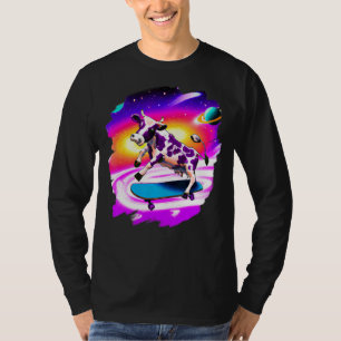 Kuh Skateboarding im Weltraum Retro Vintage Ska T-Shirt
