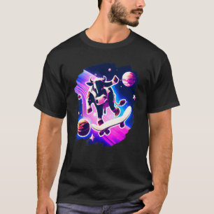 Kuh Skateboarding im Weltraum Retro Vintage Ska T-Shirt