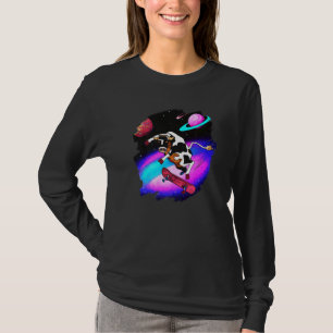 Kuh Skateboarding im Weltraum Retro Vintage Ska T-Shirt