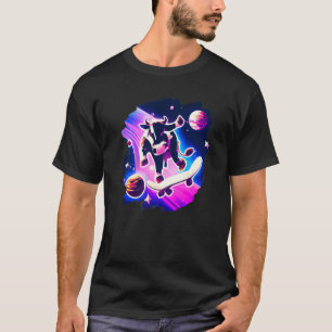 Kuh Skateboarding im Weltraum Retro Vintage Ska T-Shirt
