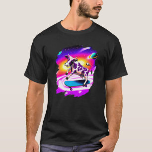 Kuh Skateboarding im Weltraum Retro Vintage Ska T-Shirt