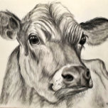 Kuh-Sketch-Puzzle Puzzle<br><div class="desc">Skizze einer Kuh, auf einem Rätsel. Original-Kunstwerk von Maria Kemp</div>