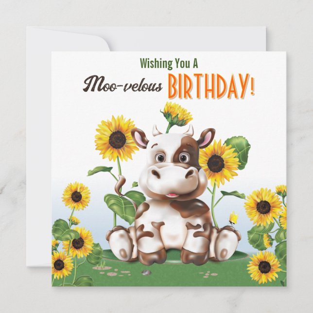 Kuh Sonnenblume Kindergeburtstag (Vorderseite)