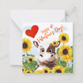 Kuh Sonnenblume Lustige Farm Klassenraum Valentins Mitteilungskarte
