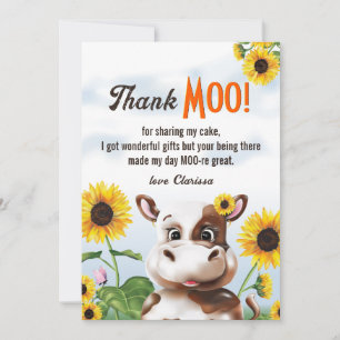 Kuh Sonnenblume Mädchen Erstgeburt Dankeskarte