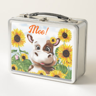 Kuh Sonnenblumen Farm Kinder Metall Brotdose