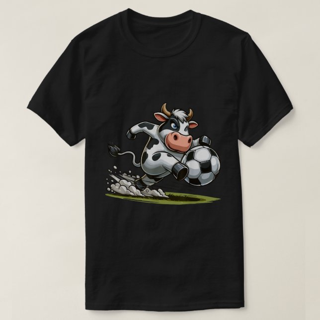 Kuh Spielen Fußball Sportkühe längst T-Shirt (Design vorne)