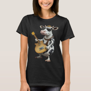 Kuh spielt elektrische Gitarre  Tier Kuh  Gitarre T-Shirt