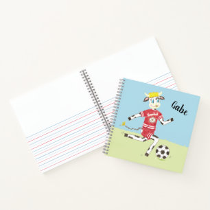 Kuh spielt Fußball Kinderskizze/üben Notebook Notizbuch