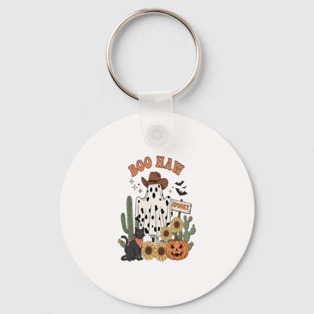 Kuh Spot Ghost Western Funny Halloween Schlüsselanhänger (Vorderseite)