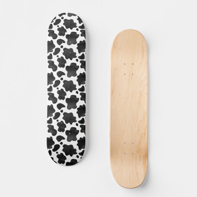 Kuh-Spots Muster Schwarz-Weiß-Tierdruck Skateboard (Vorderseite)