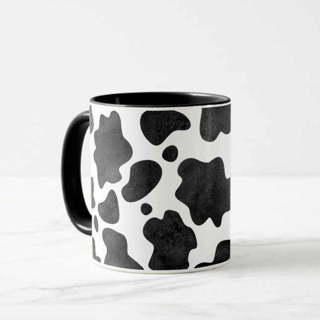 Kuh-Spots Muster Schwarz-Weiß-Tierdruck Tasse (Vorderseite Links)