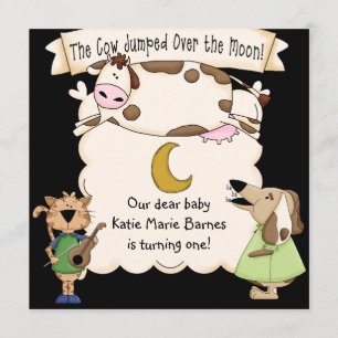 Kuh sprang über den Mond Custom Birthday Invites Einladung