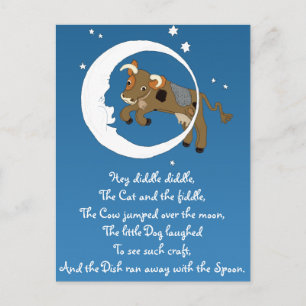 Kuh sprang über den Mond Postkarte