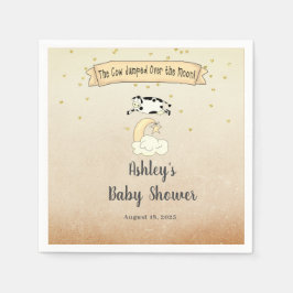 Kuh sprang über die Mond-Babydusche Serviette