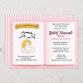 Kuh sprang über die Mond Girls Babydusche Einladung