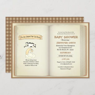 Kuh sprang über die Mond-Nuetral-Babydusche Einladung