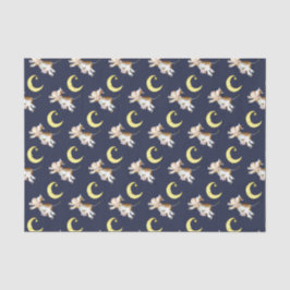 Kuh springende Mond Aquarellmalerei Kunst Seidenpapier