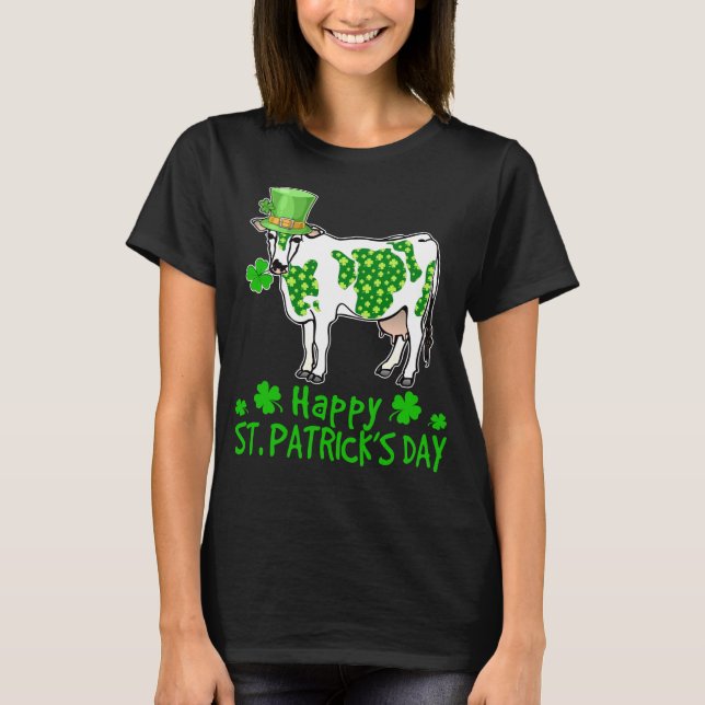 Kuh St Patricks Day Shirt, Familie Lucky Bauer T-Shirt (Vorderseite)