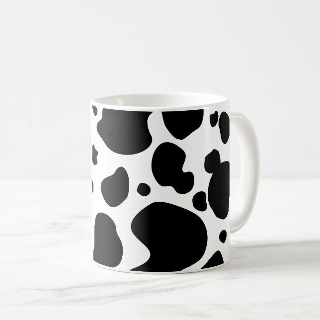 Kuh-Stellen-Muster-Schwarzweiss-Tierdruck Kaffeetasse (VorderseiteRechts)