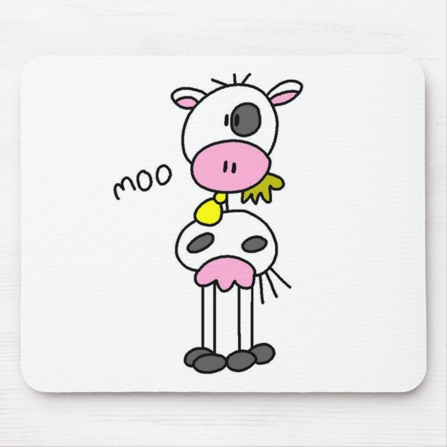 Kuh-Stickfigur-Mauspad Mousepad (Vorne)
